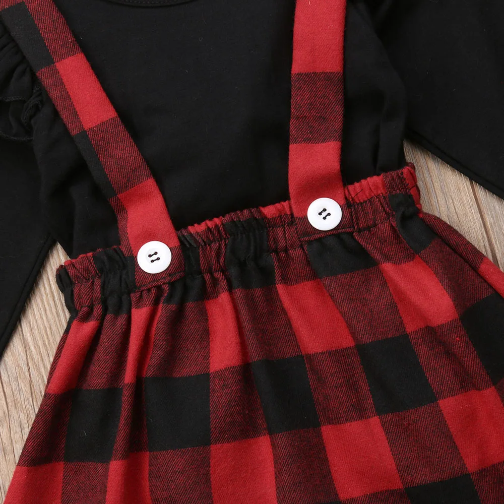 Рождественская Красивая осенняя одежда для маленьких девочек 2 предмета черные