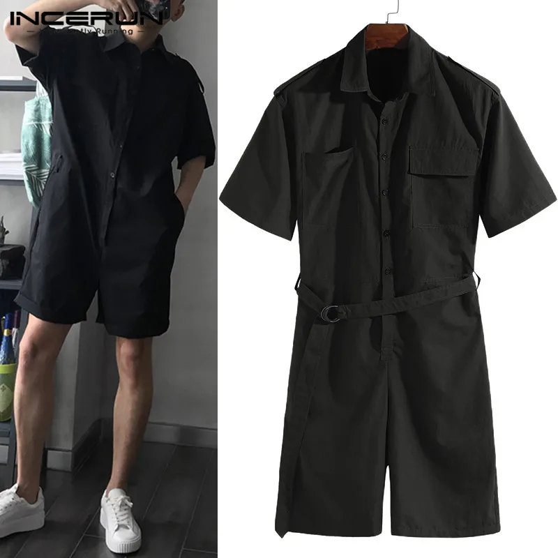 

Комбинезон мужской INCERUN, с карманами, рукавом до локтя, с поясом, Размеры S-5XL, 2020