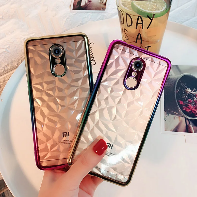 Moskado Case For Xiaomi 8 Redmi 5 4X 5Plus 4A 6 Note 5A Pro S2 Diamond Texture Plating Gradient Soft TPU |
