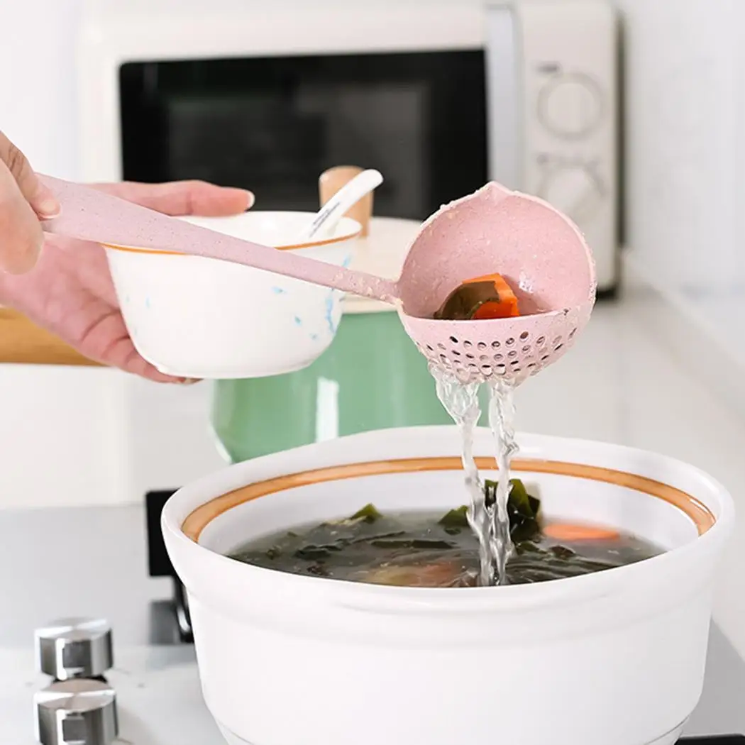 Wheat straw soup spoon colander two-in-one environmental Outdoor tableware hot pot dual-use Colanders &amp Strainers | Спорт и