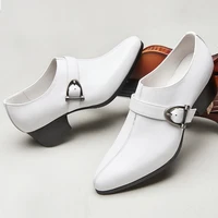 new real leather mens elegant buckle belt high heeled wedding shoes businessman heightened 5 cm casual