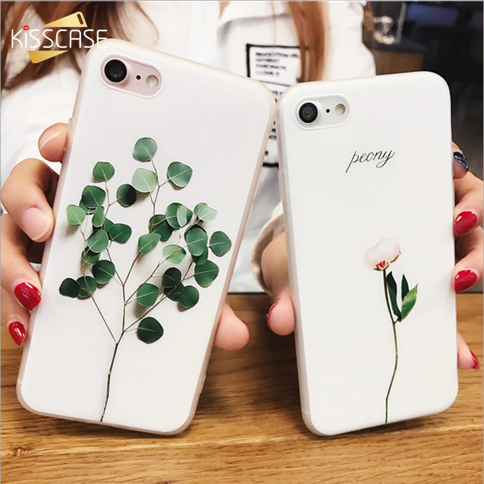 KISSCASE For iPhone 6s 7 Case 3D Relief Flower Soft Silicone TPU Phone 6 Plus 8 X 5 5s SE Cover Coque |