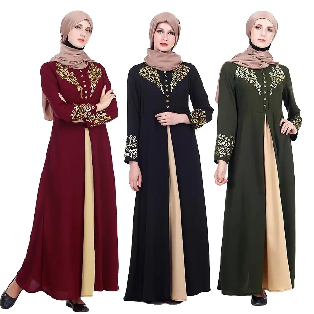 Женское платье Кафтан Abaya в Дубае мусульманские цветы горячая штамповка женская