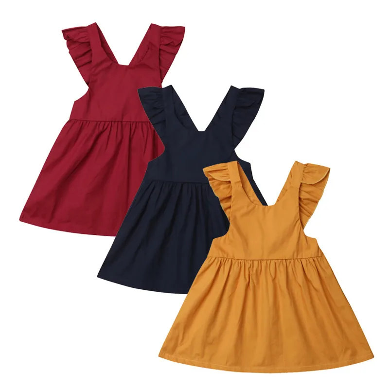 0-5Y Kids Toddler Baby Girl Dresses Solid ruffles fashion bebe girls cotton Princess Dress Pageant Party Tutu | Детская одежда и