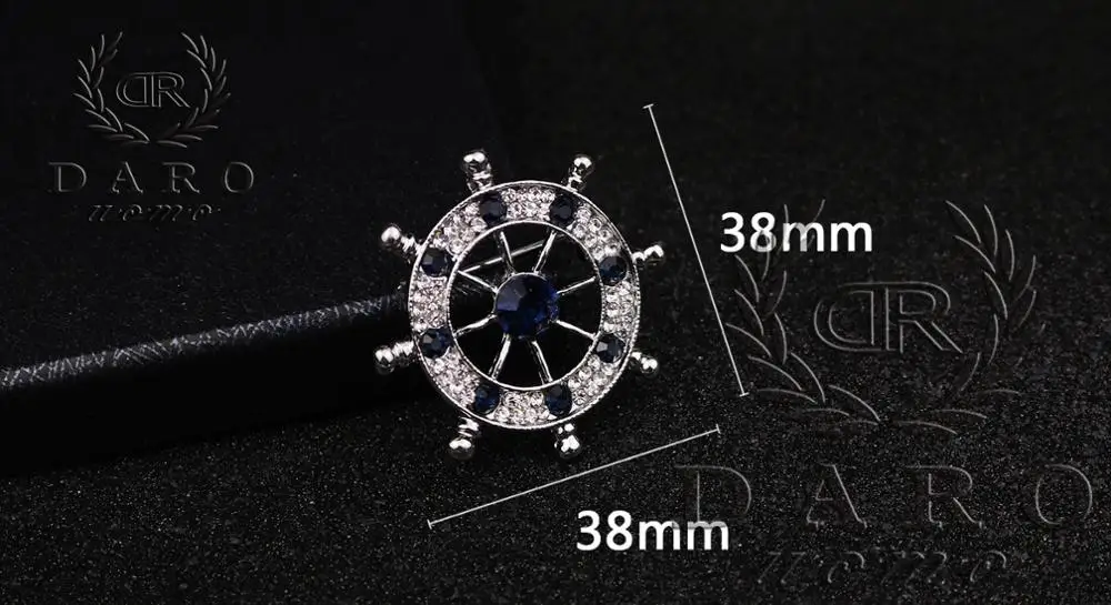 New Arrival Crystal Rudder Anchor Brooch Navy Retro Rhinestone Wedding Brooches for Women Men Suits Coat Scarf Pin Jewelry | Украшения и