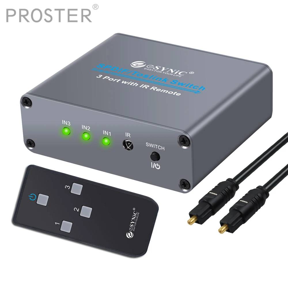 Prozor 3x1 оптический аудио переключатель конвертер SPDIF/TOSLINK сплиттер адаптер ИК