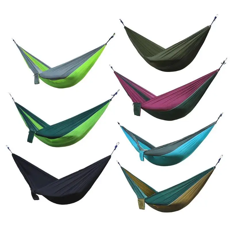 

Nylon Double Person Hammock Camping Survival Swing Sleeping Bed Adult Travel Indoor Garden Hammocks Bed Dropshipping