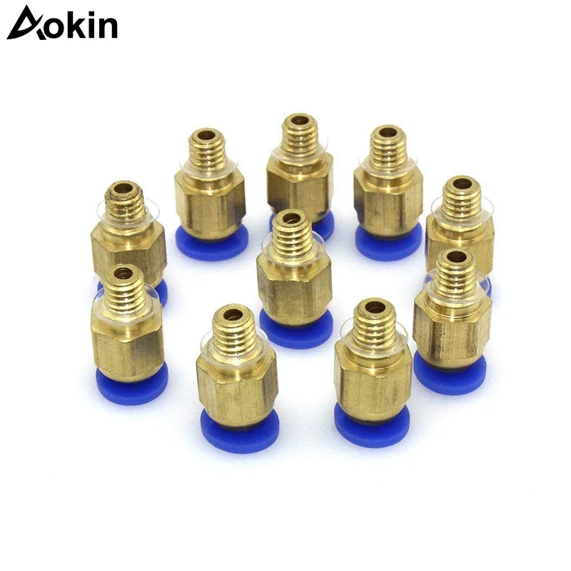 

10pcs/lot PC4-M6 Pneumatic Connectors Bowden Filament J-head Coupler Fittings for Reprap 3D Printer Feeding Hotend