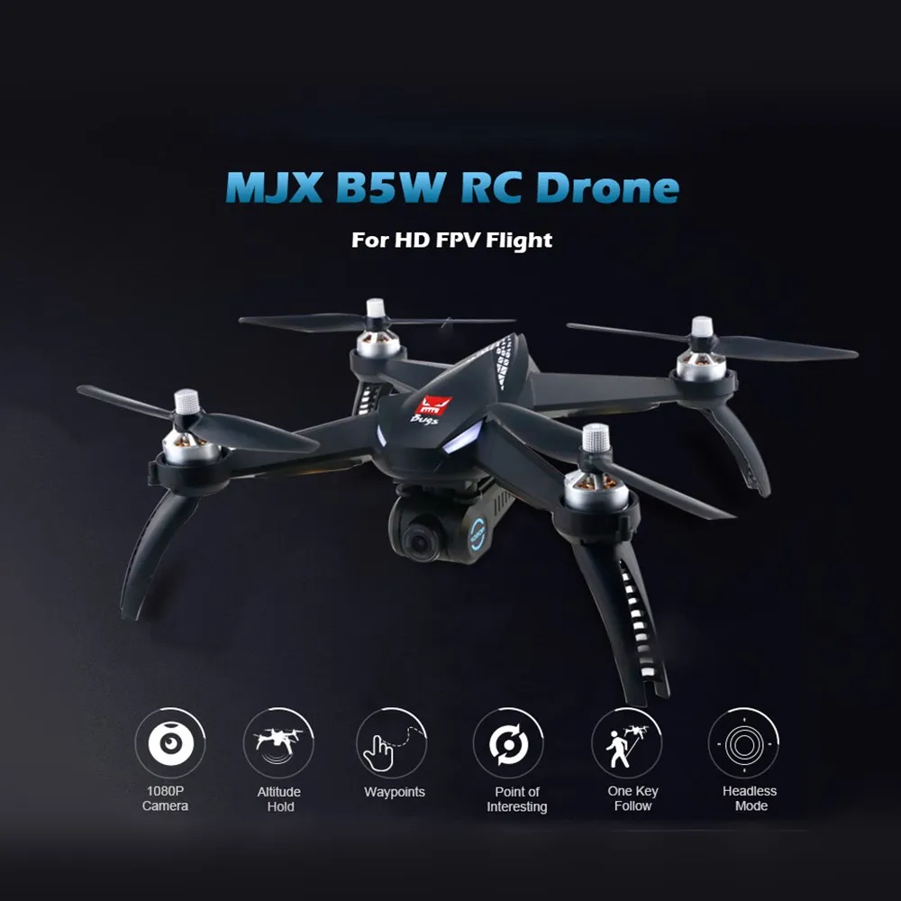 MJX Bugs 5 Вт (B5W) Wi Fi FPV 1080P камера RC Дрон Waypoints точка внимания высота удерживает один
