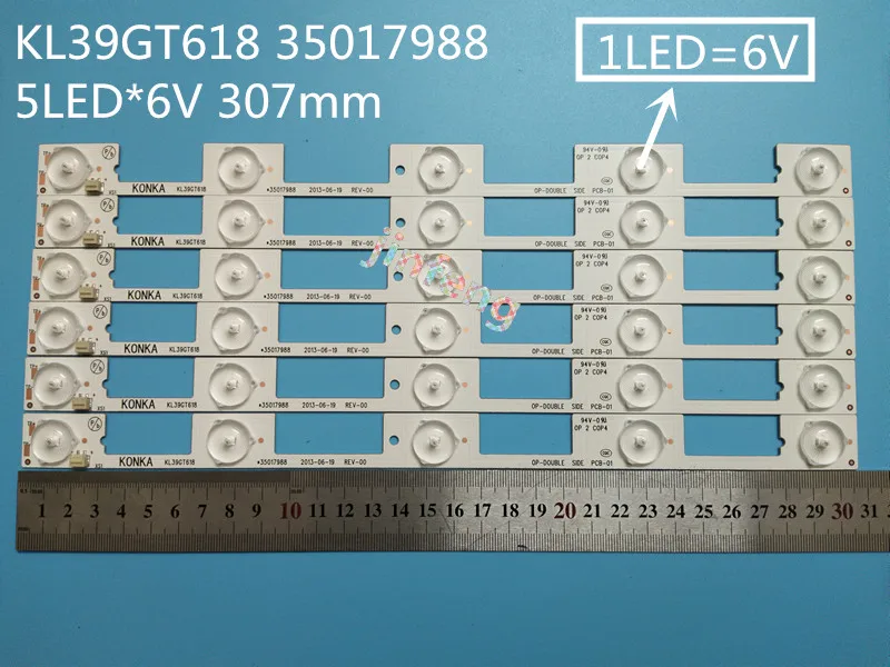 50 шт./лот светодиодный Подсветка лампа полосы для 39 дюймов ТВ KL39GT618 35017988 35017990 5 s * 6V