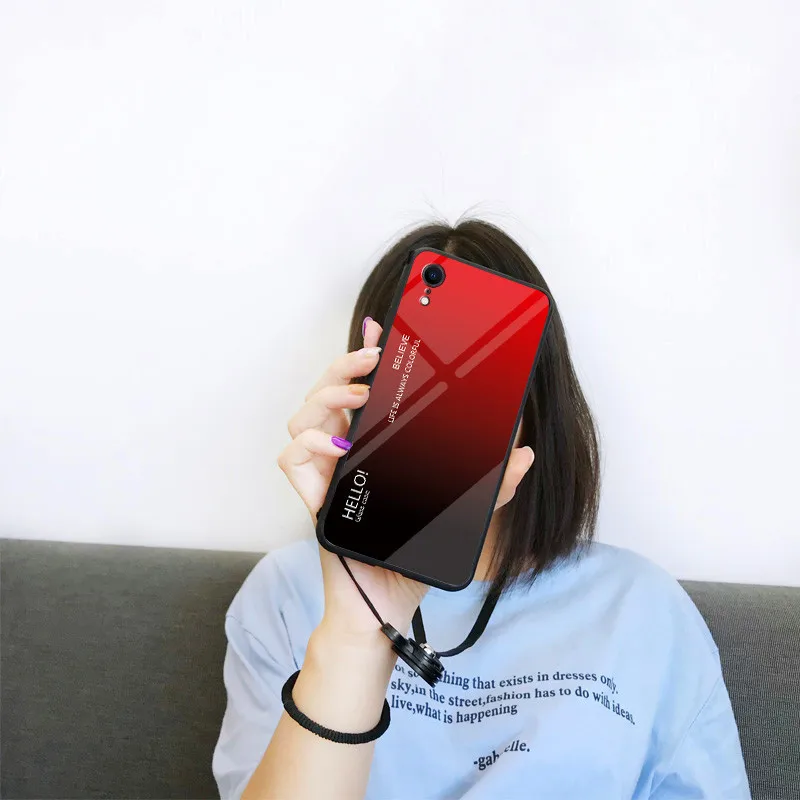 Стеклянный чехол для телефона iPhone XR XS Max градиентный Чехол 9H закаленное стекло