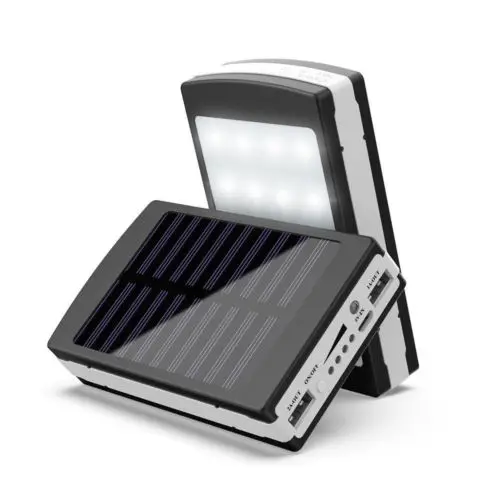 Солнечный запасные аккумуляторы для телефонов 20000 мАч 3 порты usb 21LED батарея