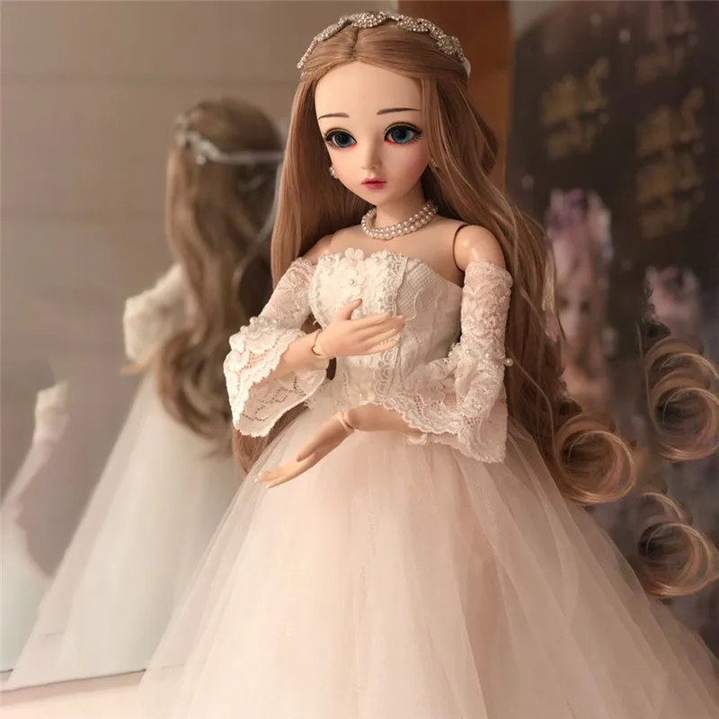 Кукла для девочки 60 см 1/3 дюйма с свадебным платьем париками обувь макияжа 100%