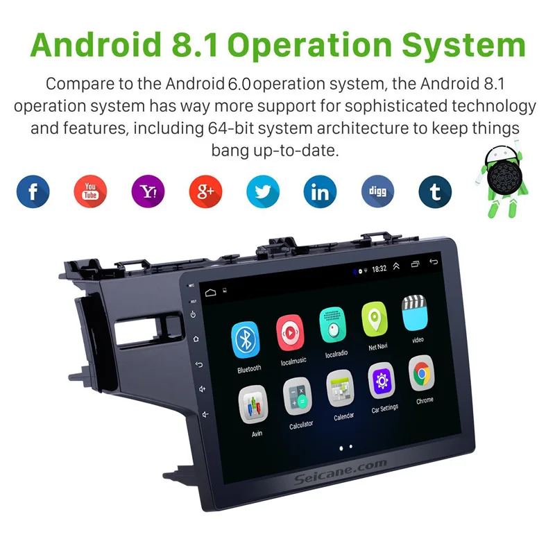 Seicane 2din Android 8 1 10 дюймов Автомобильный мультимедийный плеер радио для 2014 Honda FIT