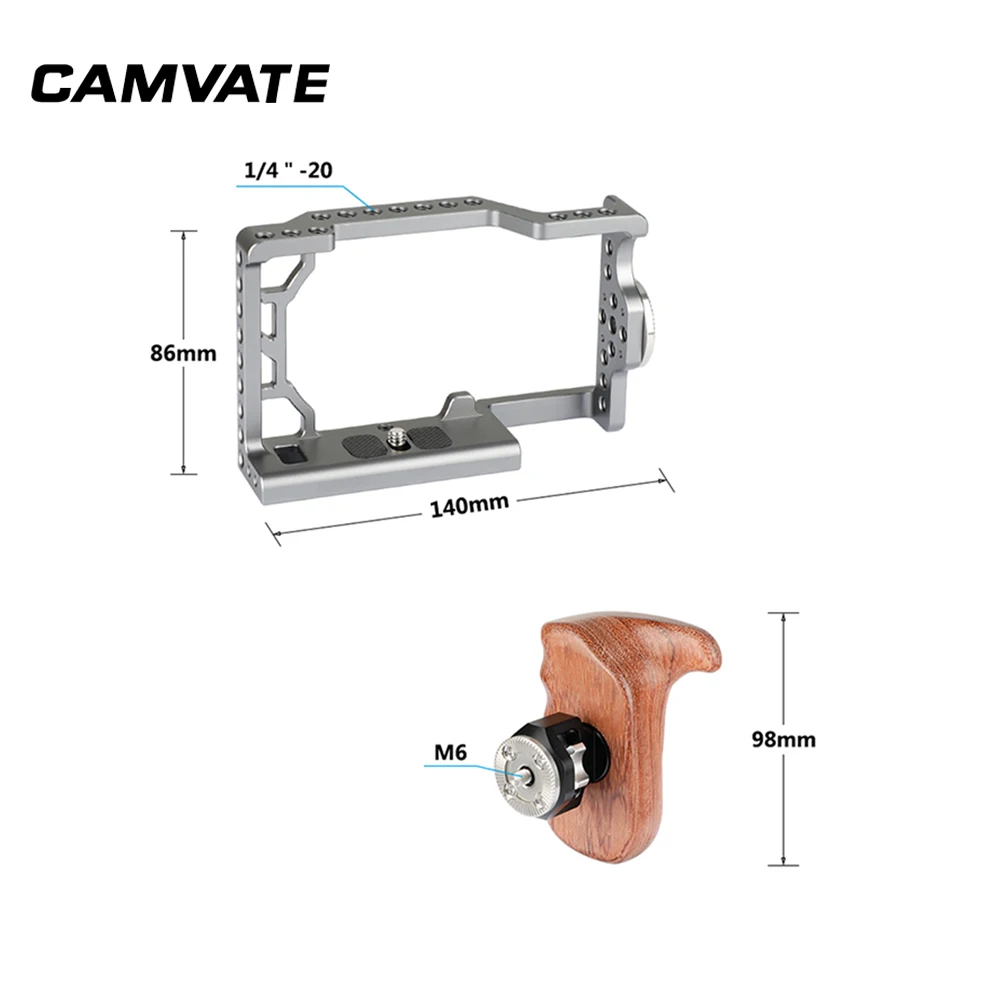 CAMVATE полный клетка Риг с ARRI Rosette M6 внутреннюю резьбу деревянный правой рукоятки &amp