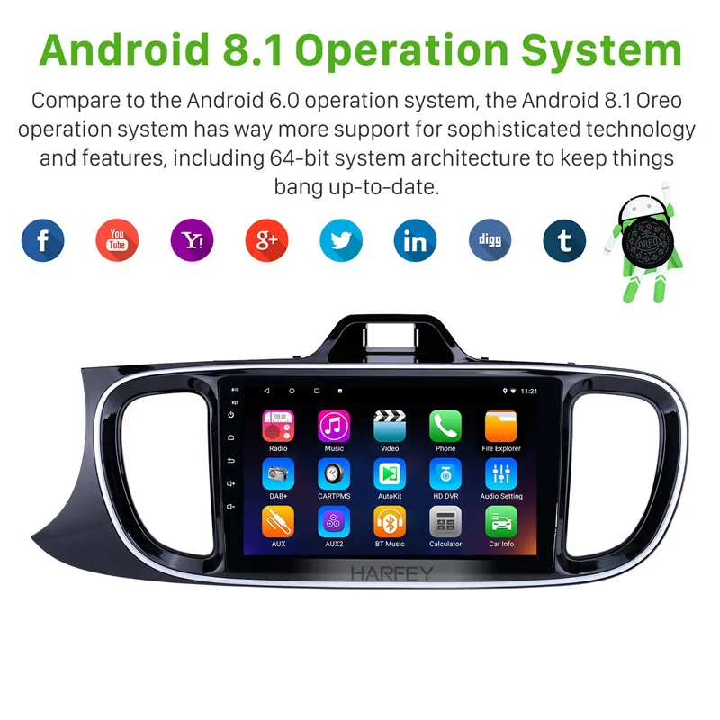 Harfey Android 8 1 радио 9 &quotдля 2017 KIA PEGAS левая рука вождения автомобиля GPS Navi suppport DVR