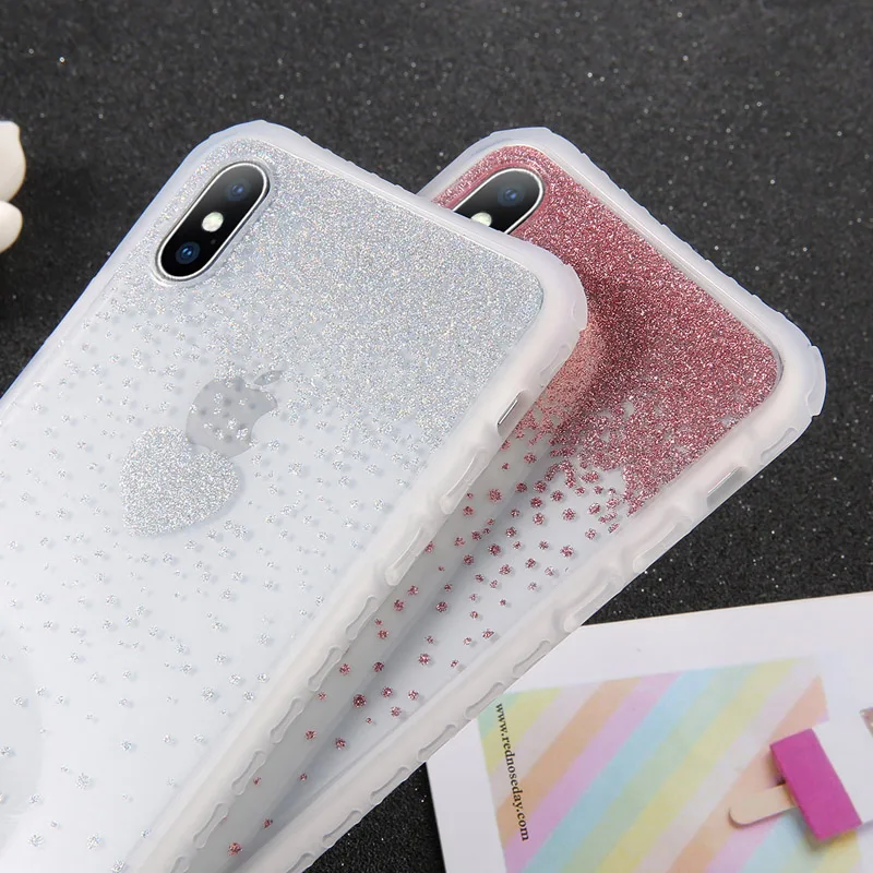 Прозрачный блестящий чехол USLION для iPhone X XS XR Xs Max 6 6s 7 8 Plus прозрачная задняя крышка