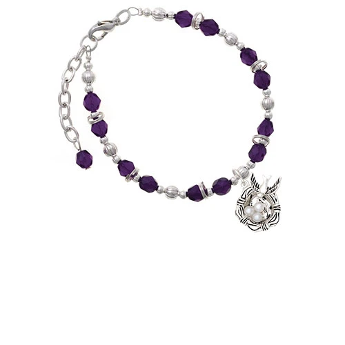 Птичье гнездо с яйцами пурпурные бусы браслет| |