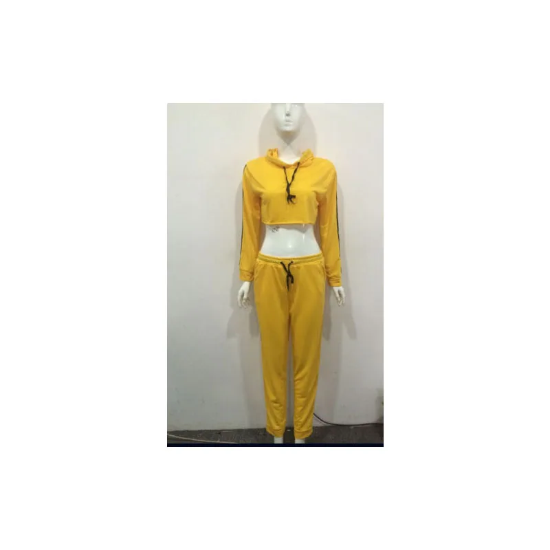 2019 Autumn Tracksuit Long Sleeve Yellow Sweatshirts Casual Suit Women Clothing 2 Piece Set Tops+Pants Sporting Female |