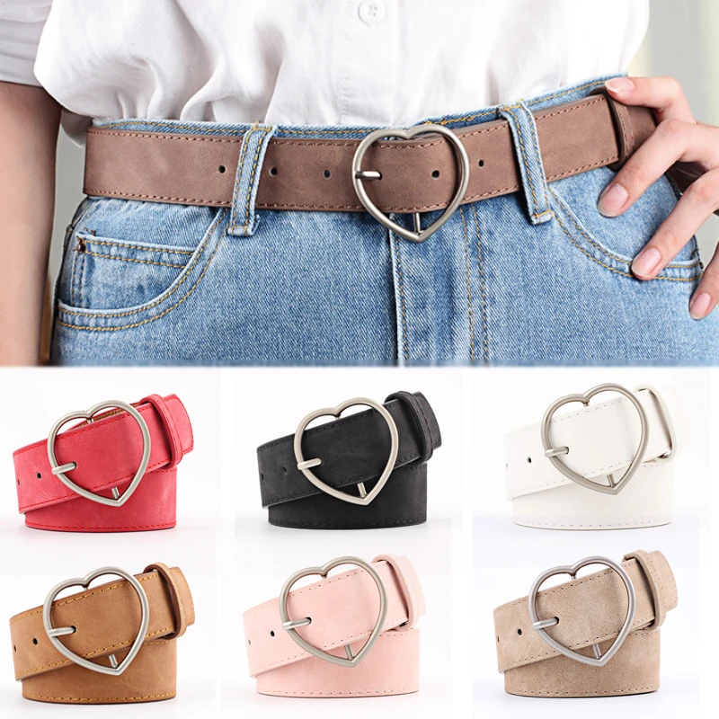 

Heart Shape Pin Buckle Belt Wild with clothes and jeans Graceful PU Seaside Female Adjustable Candy Color Frosted Leather