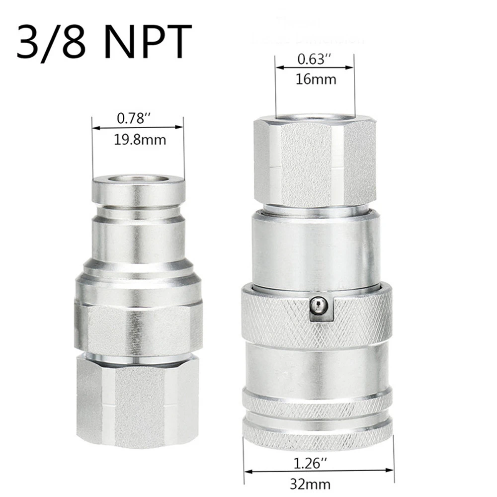 

Male Female Quick Connect Adapter Coupler Set for ISO16028 Face Hydraulic Coupler with PVC Protective Cover 3/8 Inch NPT Thread