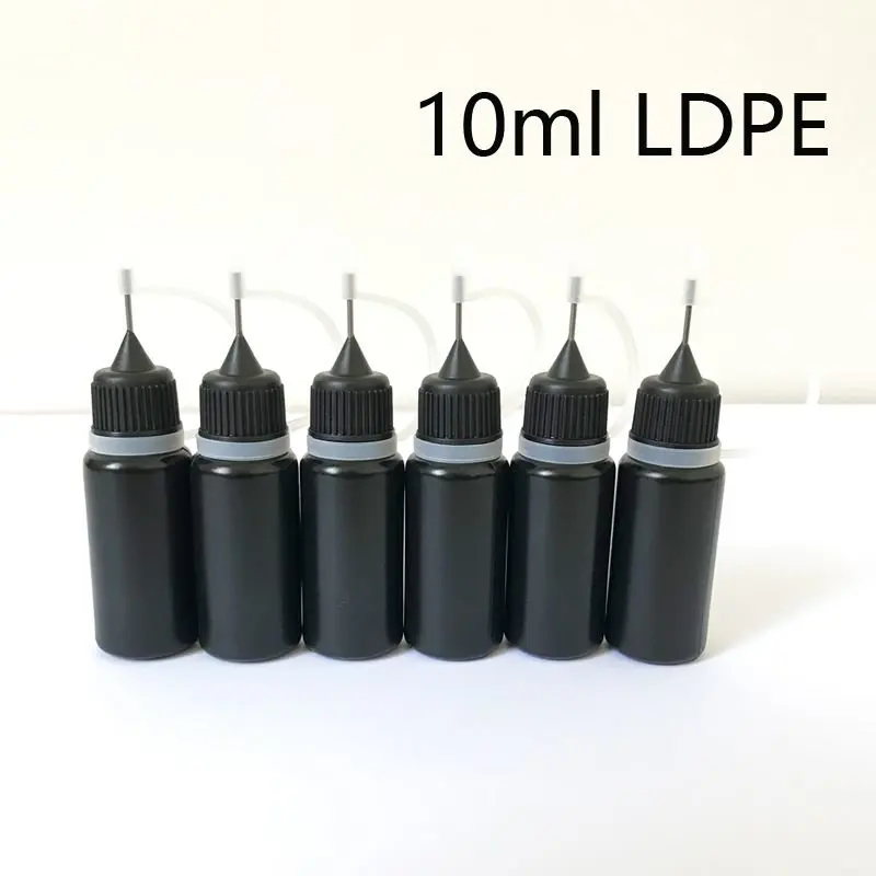 

10ml 30ml Black E Liquid Needle Bottle Empty Plastic LDPE Soft E juice Dropper bottles With Colorful Metal Needle Caps 500pcs