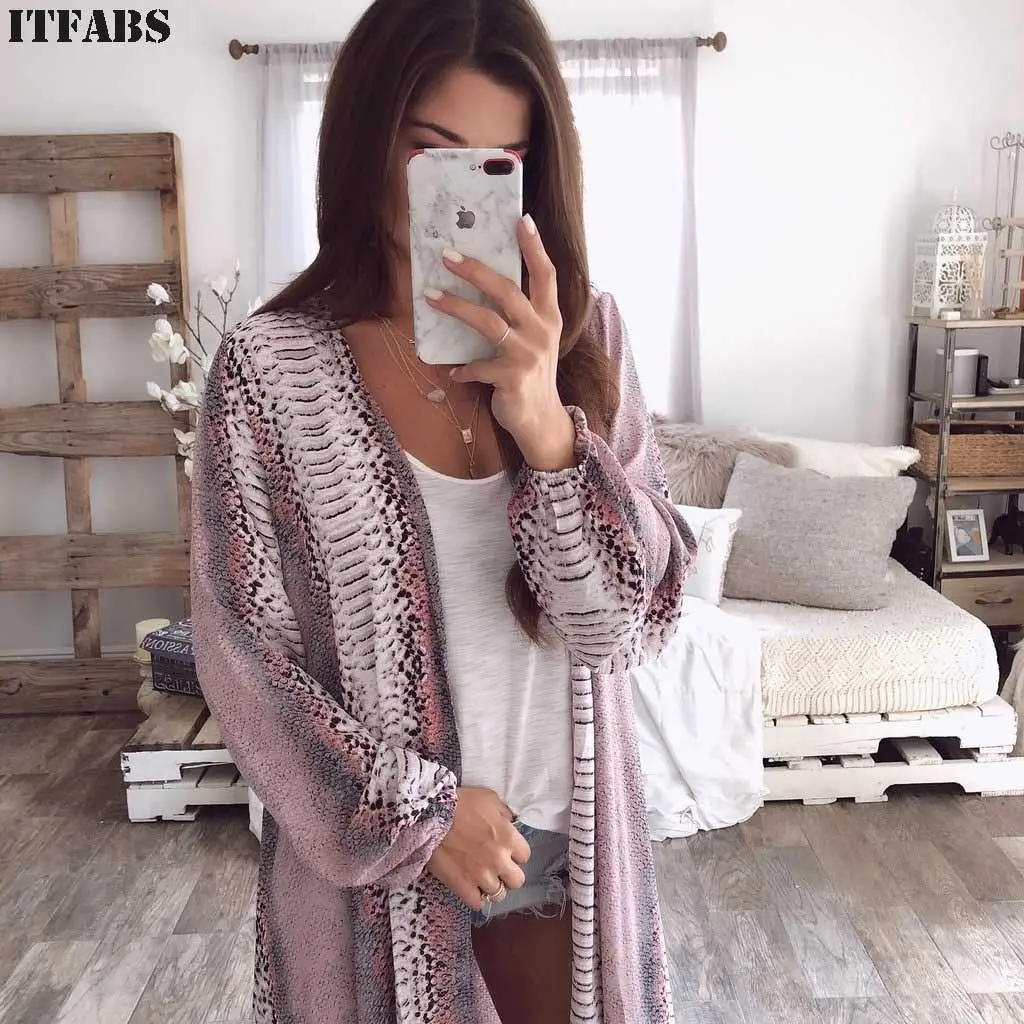 Женское повседневное винтажное кимоно со змеиным принтом кардиган женская