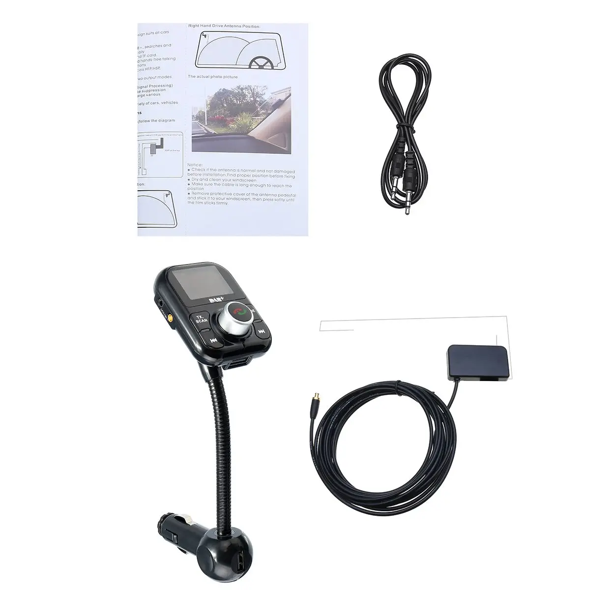bluetooth Hands free Car DAB DAB+ Kit Digital Radio With Dual USB Adapter Receiver Tuner FM Transmitter Antenna Charging Ports | Автомобили