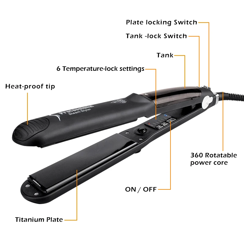 Выпрямитель для волос керамический с емкостью воды 2019|Расчески| |