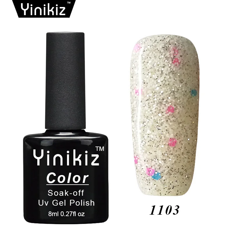 Yinikiz 1 шт. Алмазный гель Лак 12 блестящих цветов долговечный Сияющий сиквин