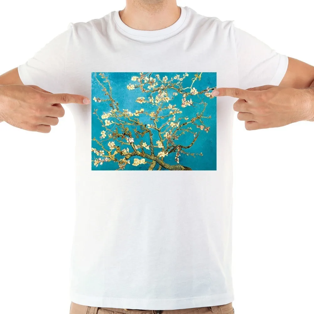 Мужская футболка с коротким рукавом Vincent van Gogh белая Повседневная миндальным