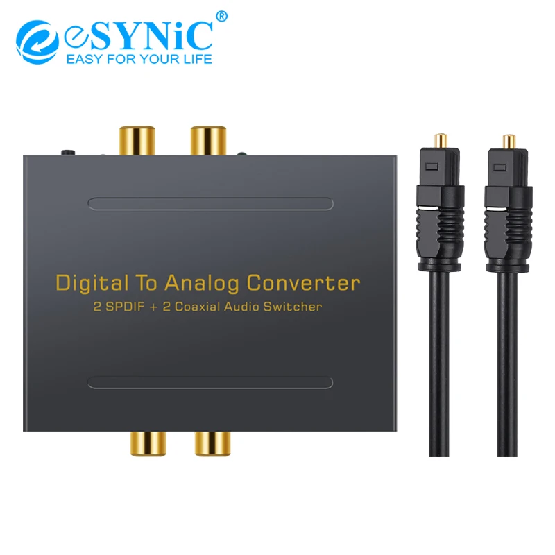 Esynic DAC цифро аналоговый преобразователь 2 оптический Toslink коаксиальный к L/R RCA 3 5 мм