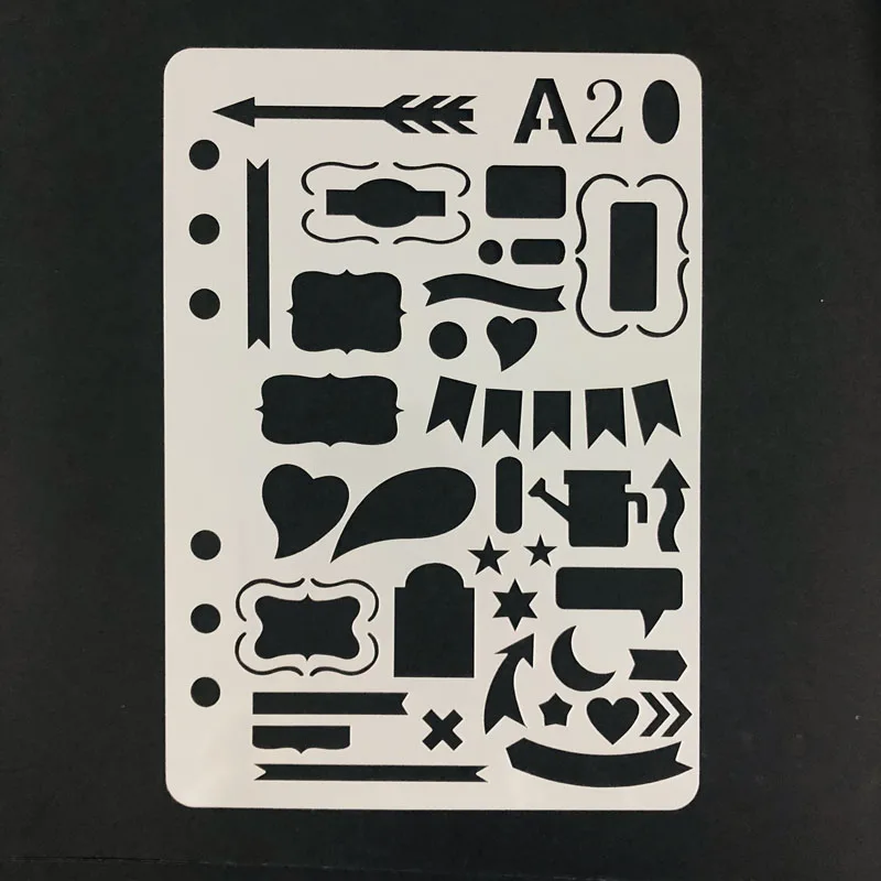 

A5 White Plastic Stencils with Flag Dialog Box Arrow Parting Line Drawing Banner Stencil for Organiser/handbook/manual/journal