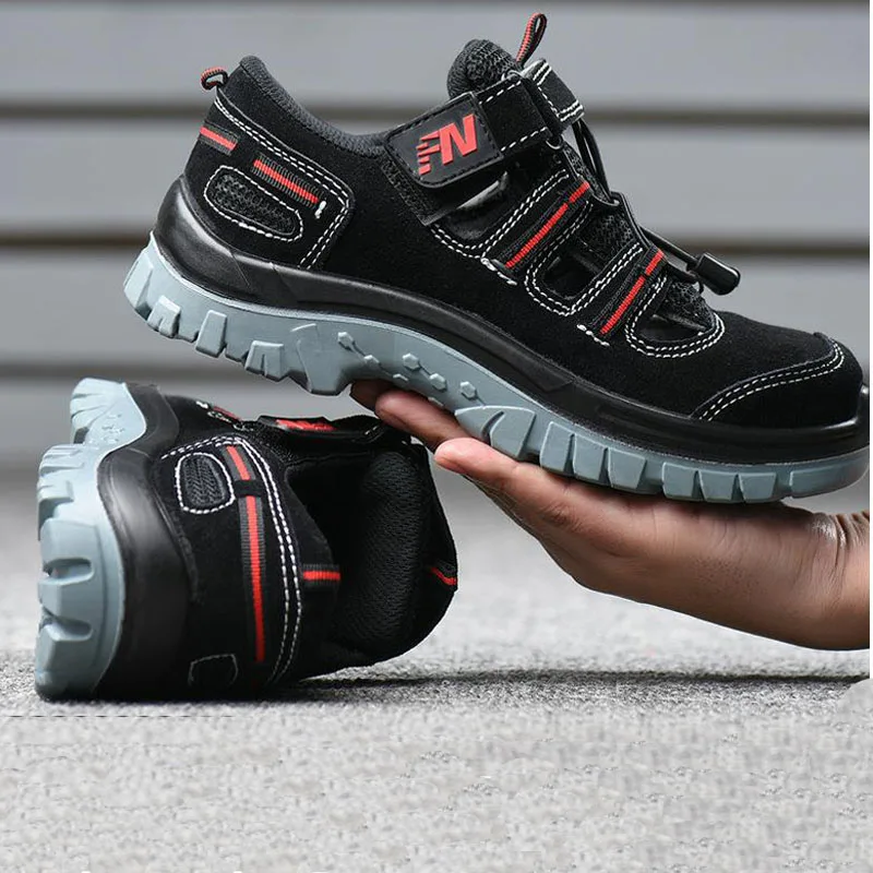 Safety Shoes Cap Steel Toe Shoe Boots For Summer Man Work Men Breathable Mesh Size Footwear Wear-resistant DXZ015 | Безопасность и