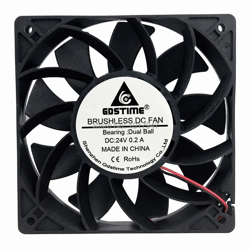Gdstime 120 мм 12025 DC 24V 2Pin 120x120x25 12 см двойной шариковый подшипник высокого давления