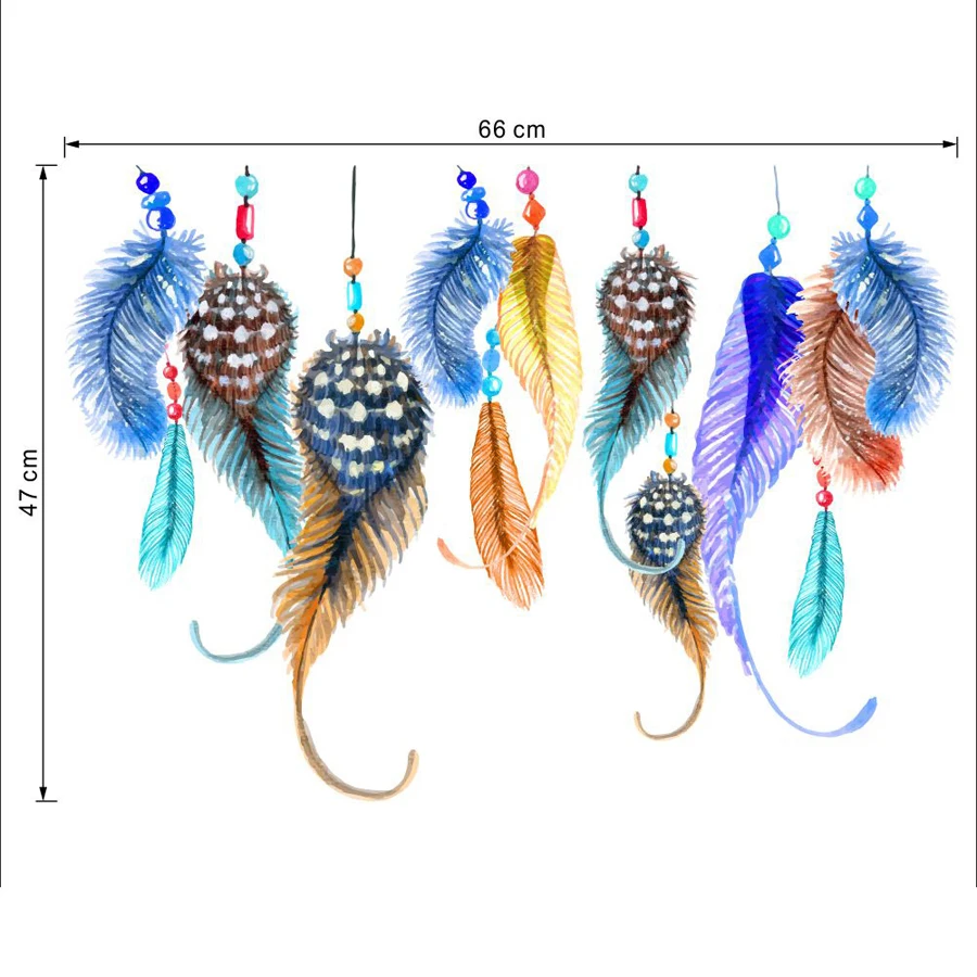 S0001B Lovely Colored Feather Wall Sticker Peacock Feathers Decal Decoration Home Decor | Дом и сад