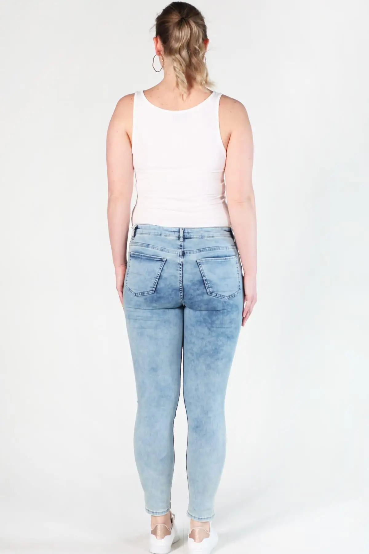 Sans Textile женские синие брюки из лайкры и джинсовой ткани с боковой деталью 65N10632 |