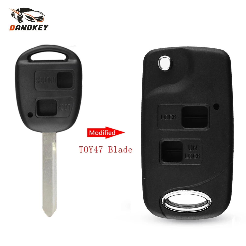 Складной чехол брелок Dandkey с 2 кнопками для Toyota Yaris Carina Corolla Avensis RAV4 Avalon Echo TOY47
