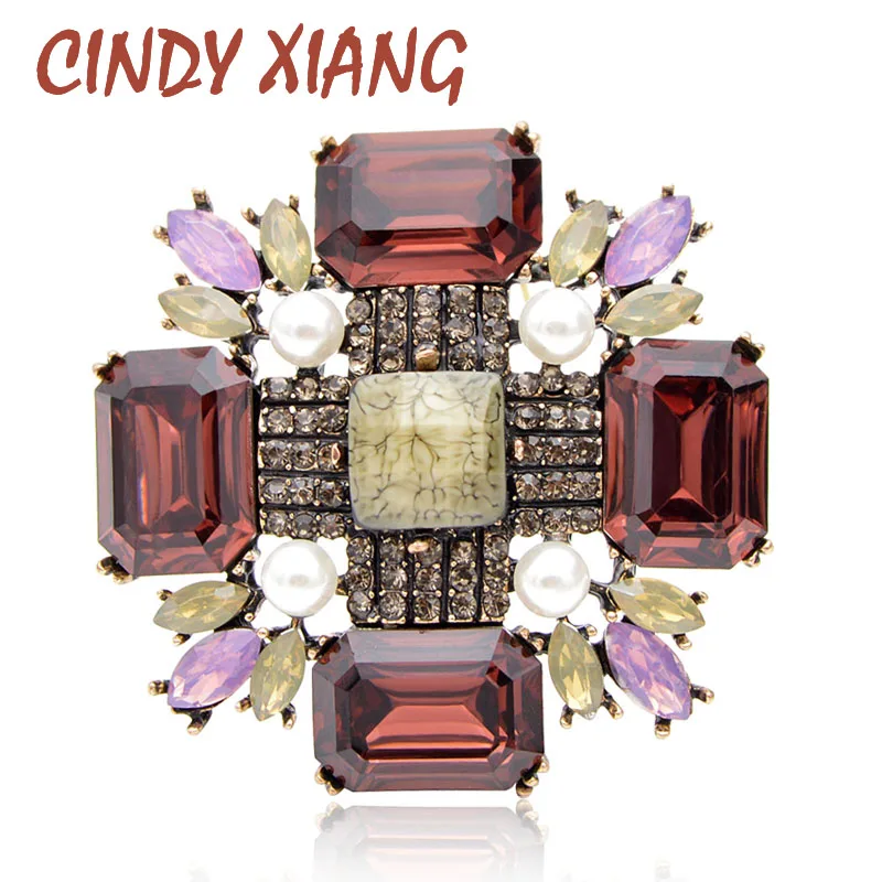 Женская Винтажная брошь CINDY XIANG большие броши с кристаллами вечерние | Отзывы и видеообзор