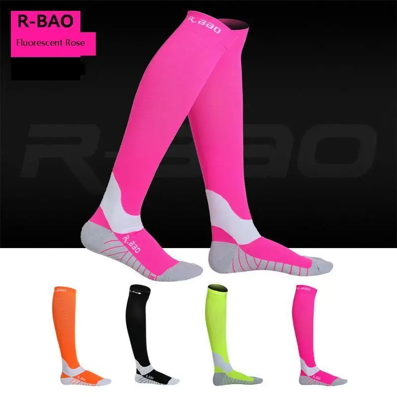 R-BAO Professional Men Women Sports Cycling Socks Compression Socks Running Marathon Hiking Long Socks Autumn Winter Leg Warm