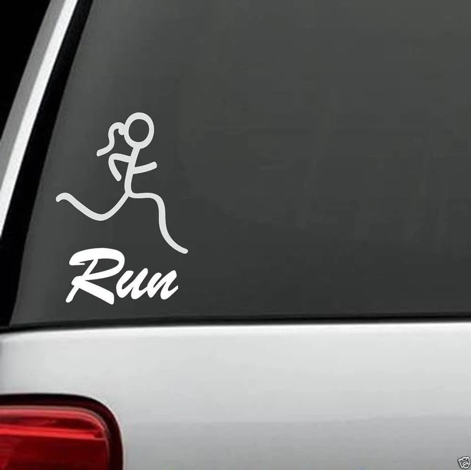 Run девушка работает 10K 5 13 1 26 2 переводная Наклейка для окна ноутбук арт 15