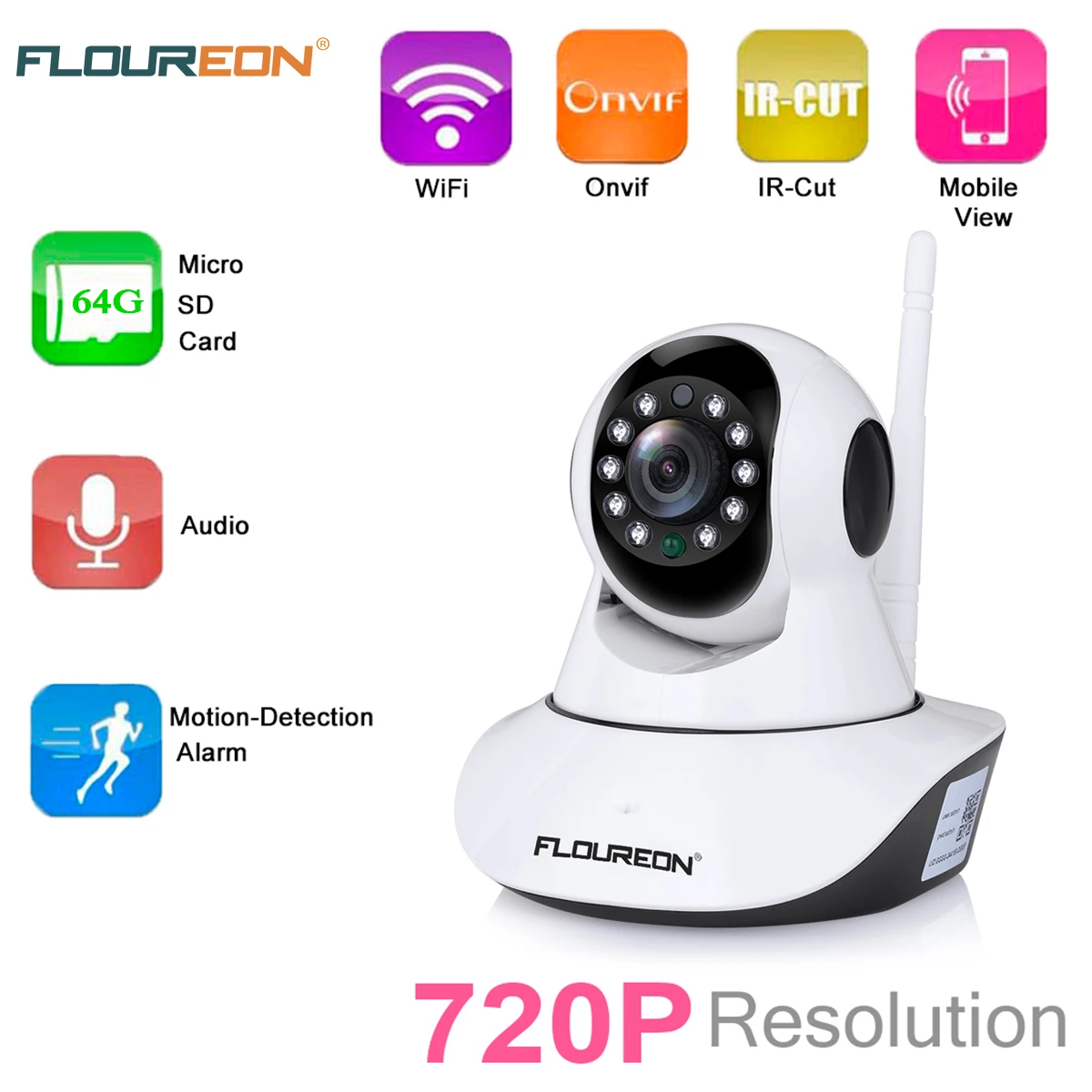 Беспроводная ip камера FLOUREON HD 720P Cloud интеллектуальное автоматическое слежение за
