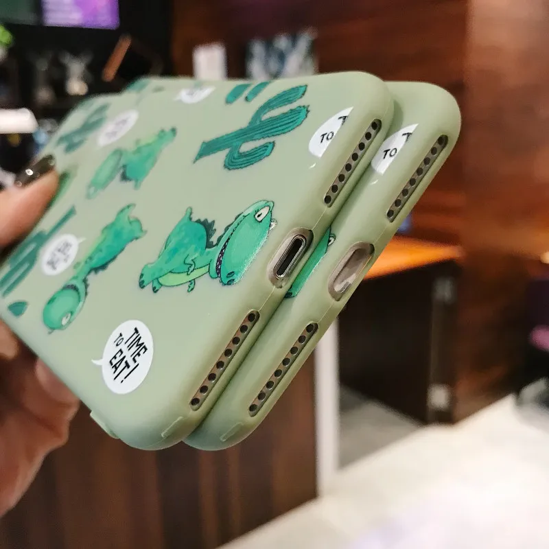 Ins Dinosaur Patterned Phone Case For iPhone XS Max XR X Cute Soft TPU Cover for 7 Plus 6S 8 Cases |