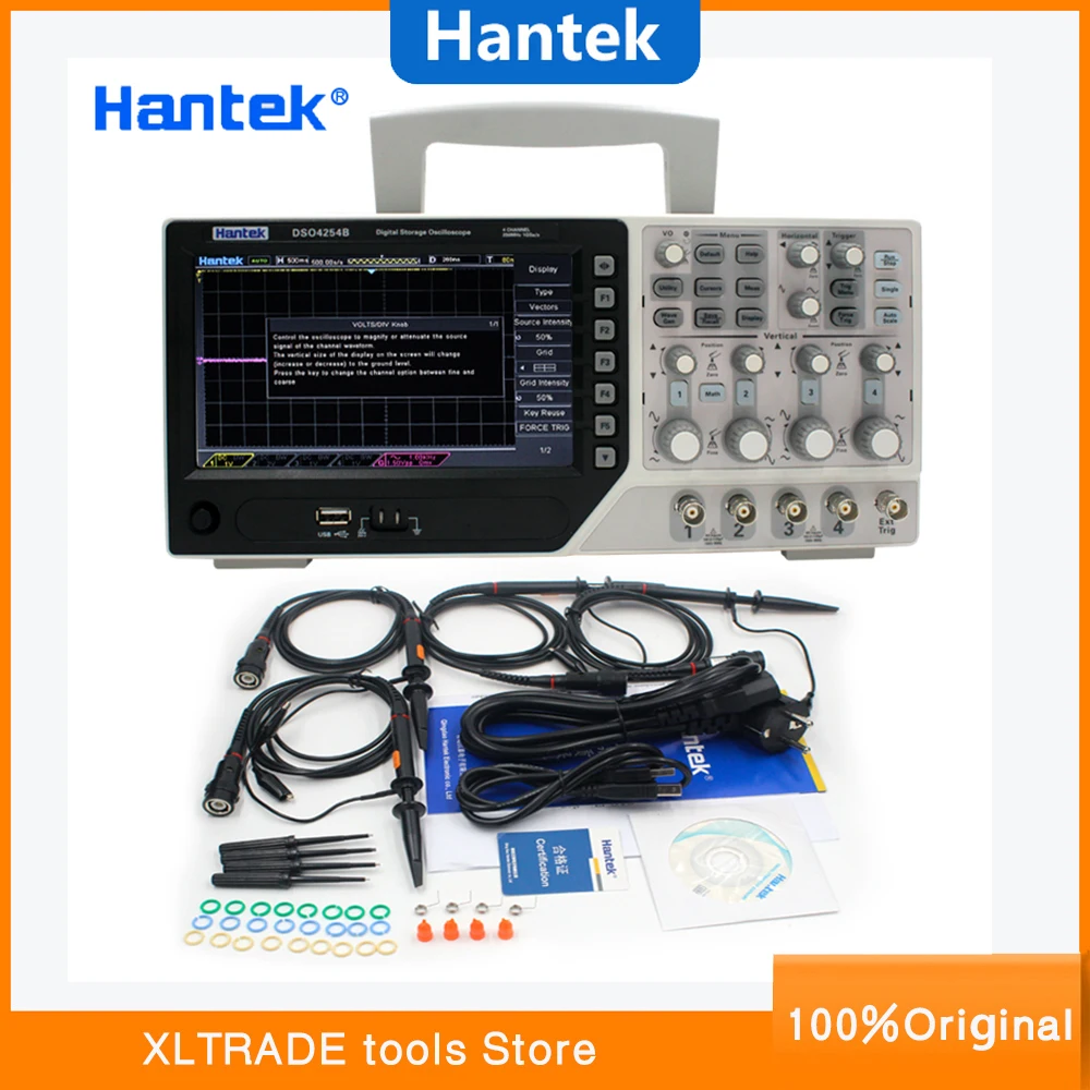 Оригинальный Hantek DSO4254B цифровые осциллографы USB 250 МГц 4 канала ПК портативный