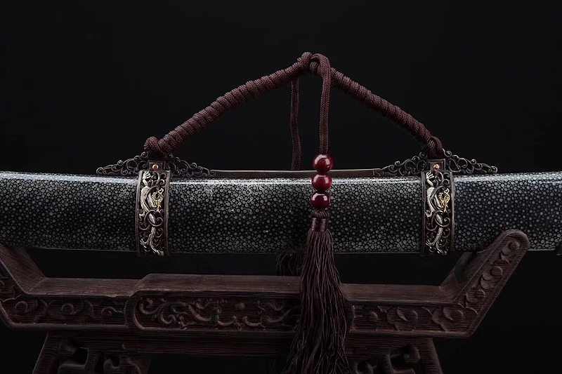 Чистый медный Катана прямой клинок дамасский меч в сложенном виде сталь Династия