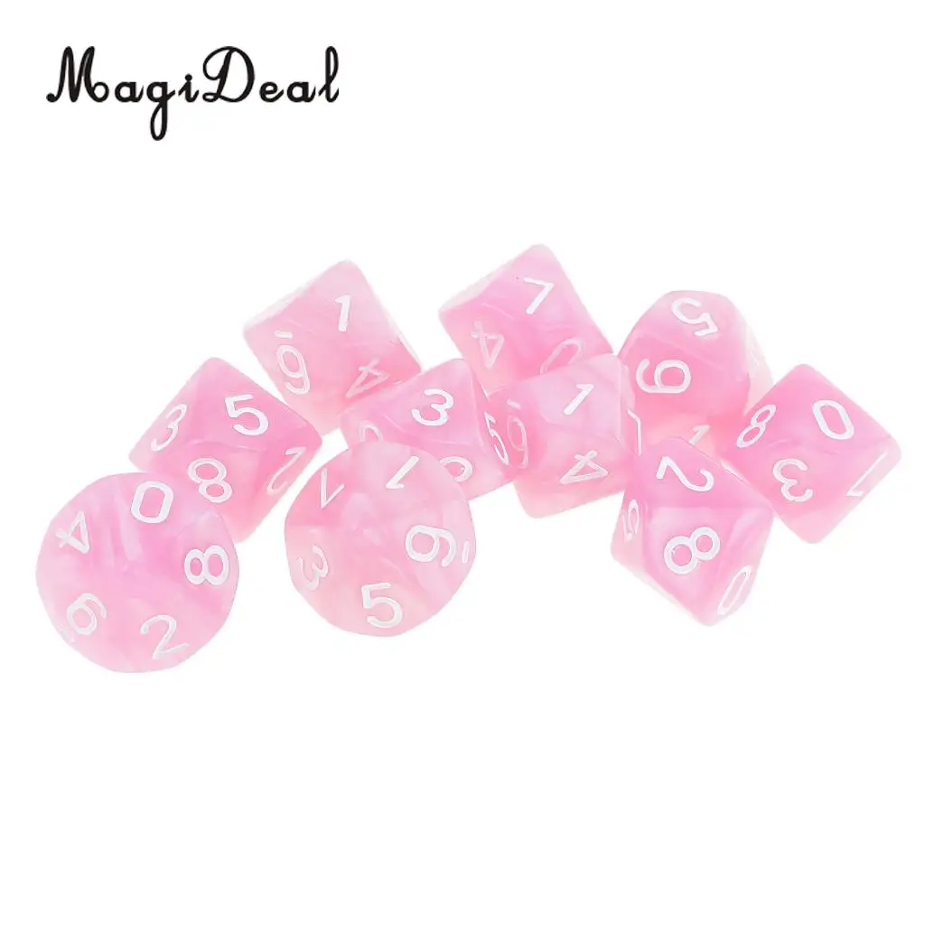 10 шт. двусторонних игральных костей MagiDeal D10 многогранные игральные кости для