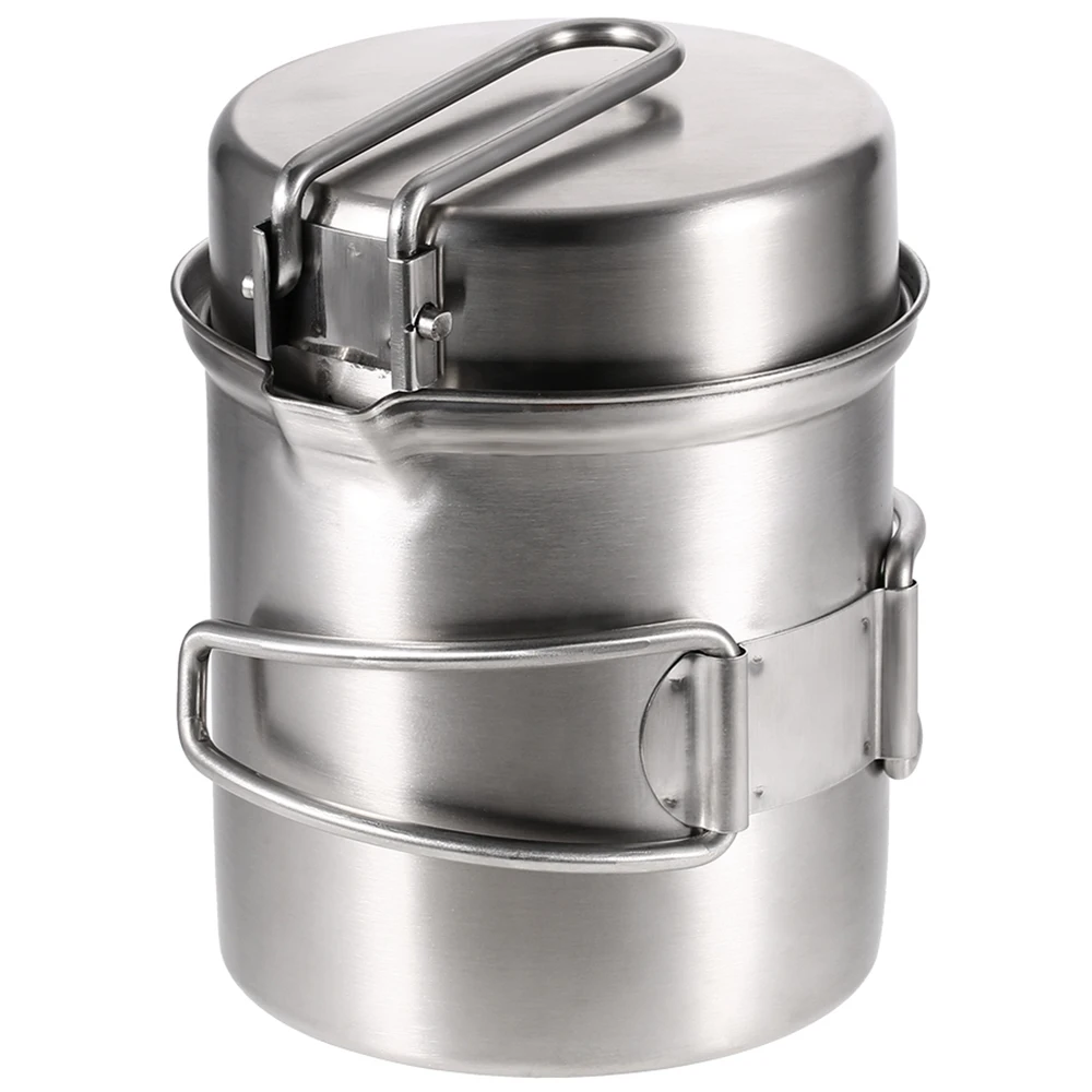 

Portable Camping Stove Cooking Pot Outdoor Backpack Fishing Hiking Stainless Steel Pot