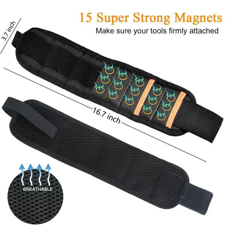 

Magnetic Wristband Bag Magnetic Wrist Strap Polyester Magnet Tool Picker For Fixing Screws Nails Drill Wrist Straps Tool