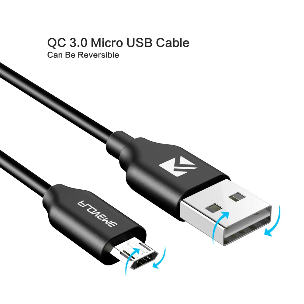 FLOVEME QC 3 0 Быстрая зарядка USB кабель для samsung Xiaomi Huawei HTC Android 1 м Micro двусторонний