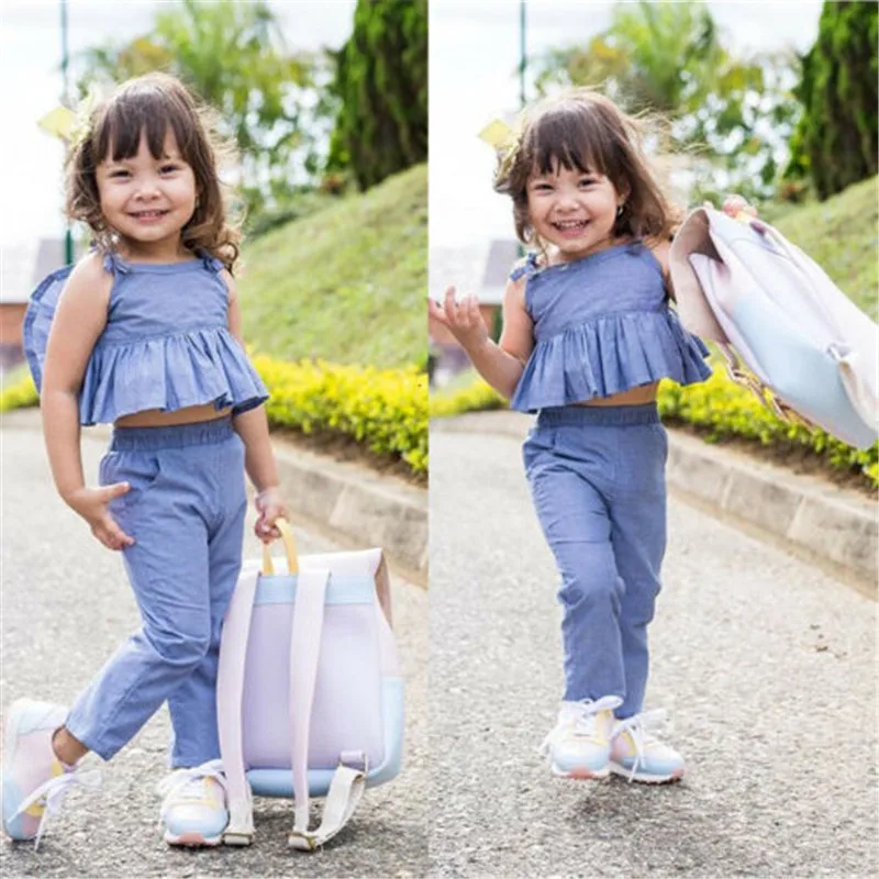 Летняя детская одежда принцессы для девочек модные топы без рукавов на